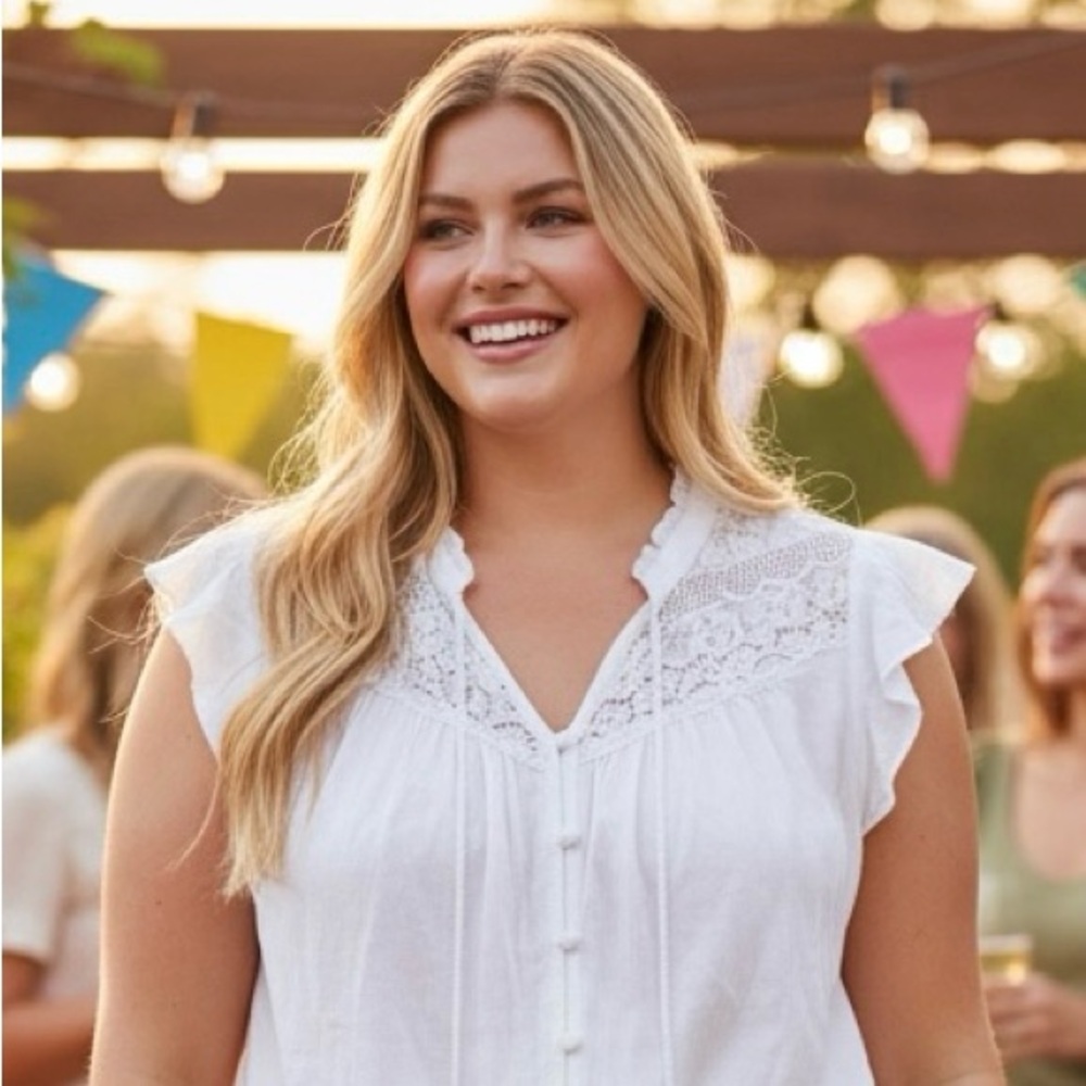 Torrid White Flutter Sleeve Blouse | Lightweight Feminine Party Top | Size 2 (2X